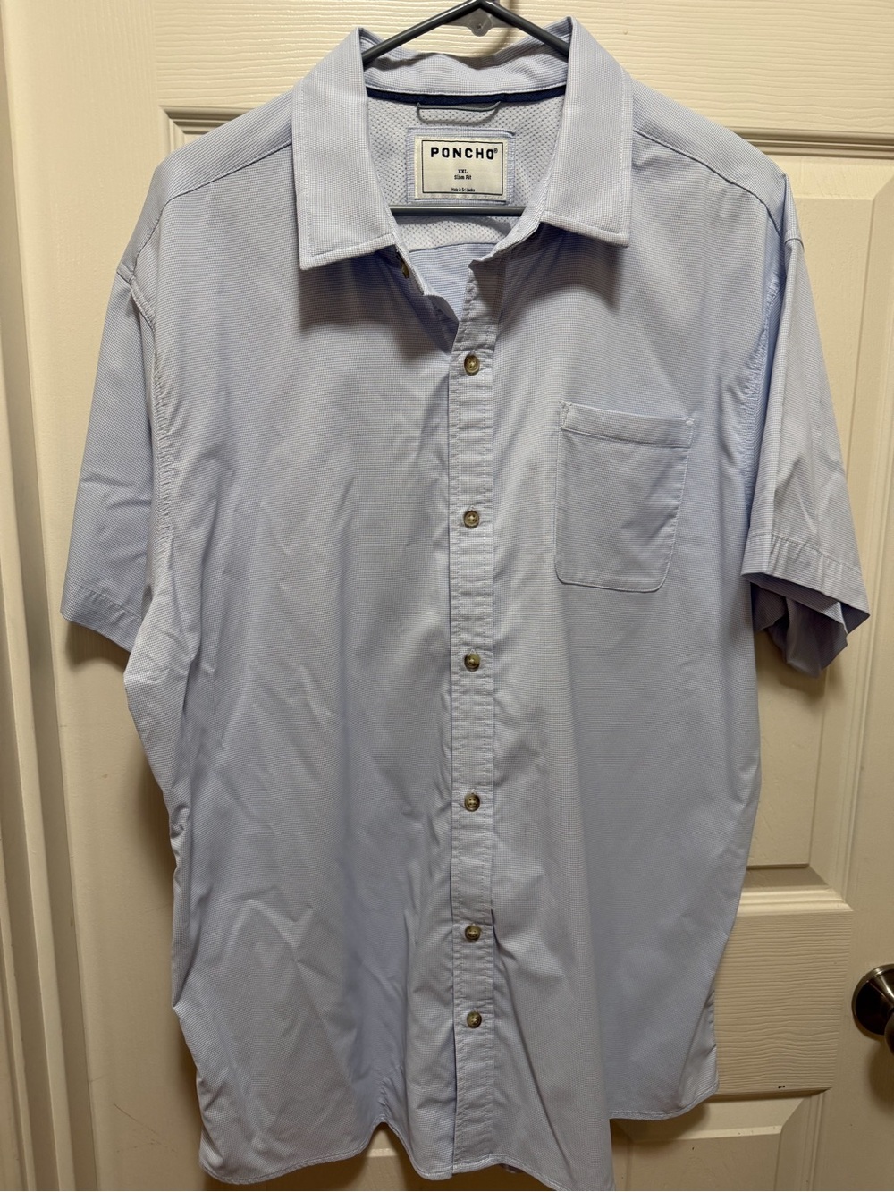Poncho Light Blue Short-Sleeve Button-Down Shirt